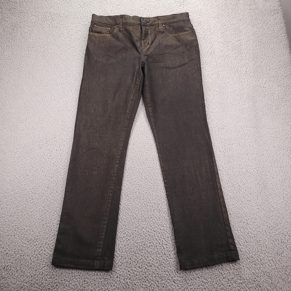 LAUREN Ralph Lauren Jeans Womens Size 8 Metallic Shimmer Modern Straight *HEMMED